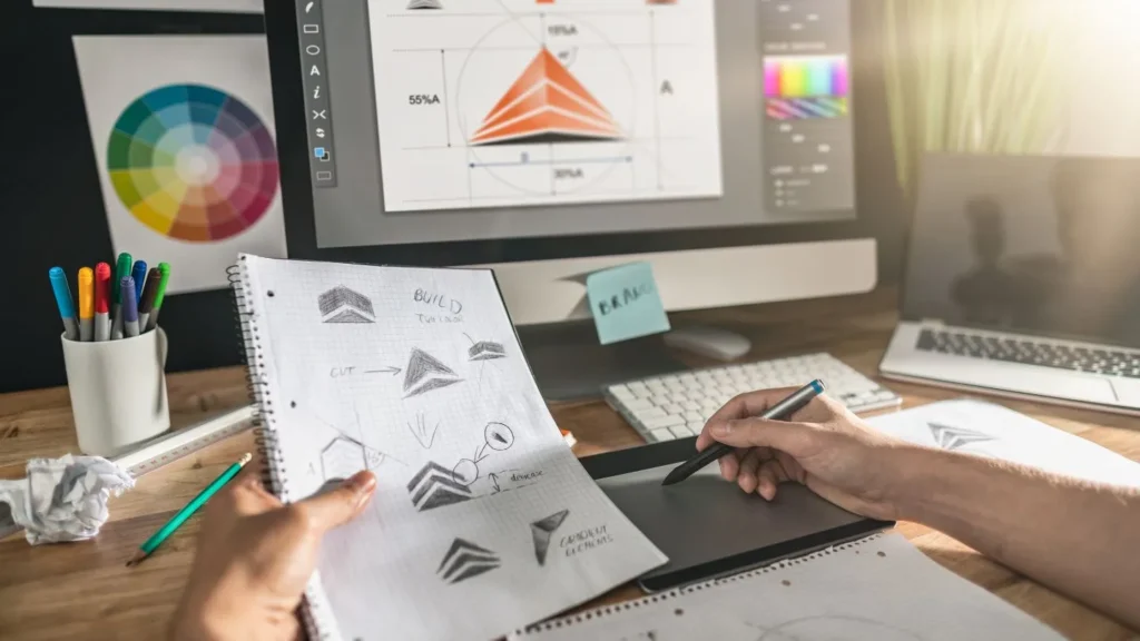Graphic Designer Creating Logo Concept