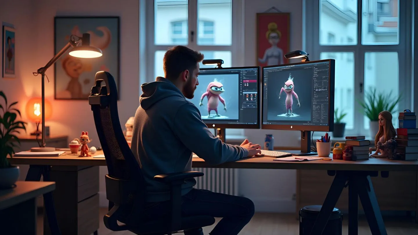  Designer Working On Animation Project 
