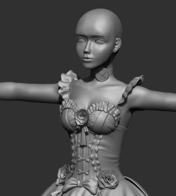 3D doll character sculpt by Emily Leeds, modeled in ZBrush