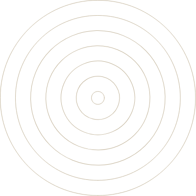 Concentric circles line drawing on black