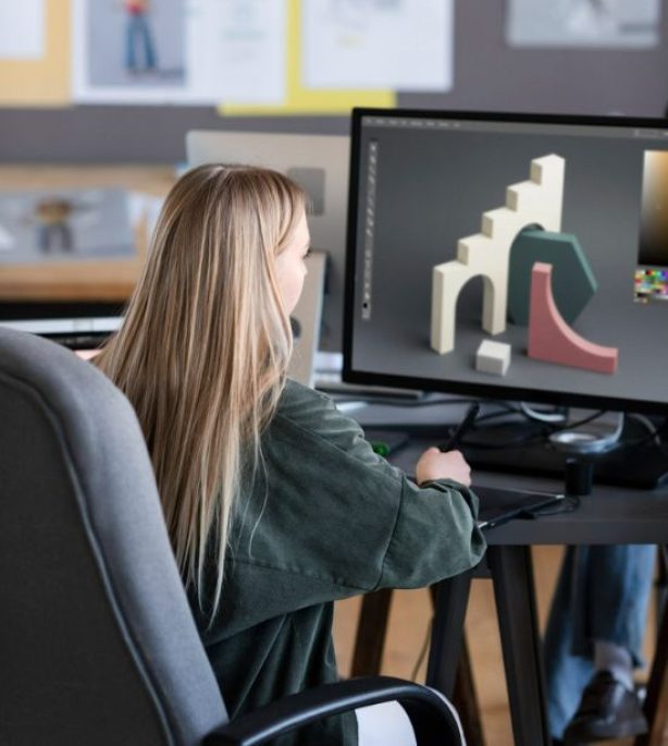 Woman Working on a 3D Design